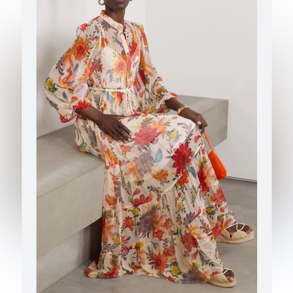 NEW NWT ZIMMERMANN Belted Tiered Floral Maxi Dress